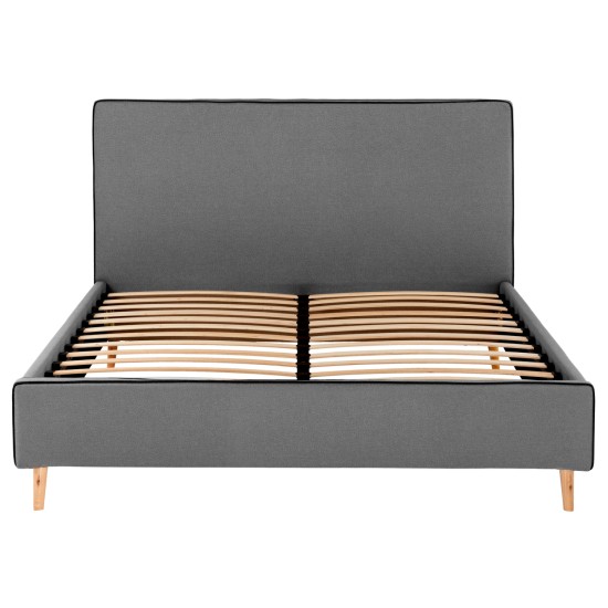 ΚΡΕΒΑΤΙ ΜΕ ΣΤΡΩΜΑ INDRA HM21280.01 ΓΚΡΙ ΥΦΑΣΜΑ--ΓΙΑ 160x200εκ