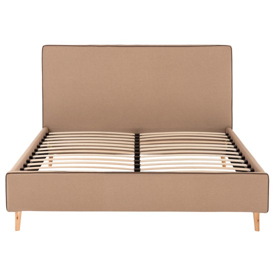 ΚΡΕΒΑΤΙ ΜΕ ΣΤΡΩΜΑ INDRA HM21280.02 ΜΠΕΖ ΥΦΑΣΜΑ--ΓΙΑ 160x200εκ