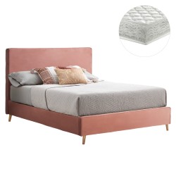 ΚΡΕΒΑΤΙ ΜΕ ΣΤΡΩΜΑ INDRA HM21280.03 ΣΑΠΙΟ ΜΗΛΟ ΒΕΛΟΥΔΟ--ΓΙΑ 160x200εκ