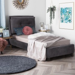 ΚΡΕΒΑΤΙ ΜΕ ΣΤΡΩΜΑ RILEY HM21282.01 ΓΚΡΙ ΒΕΛΟΥΔΟ--ΓΙΑ 90x200εκ