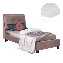 ΚΡΕΒΑΤΙ ΜΕ ΣΤΡΩΜΑ RILEY HM21282.02 ΣΑΠΙΟ ΜΗΛΟ ΒΕΛΟΥΔΟ--ΓΙΑ 90x200εκ