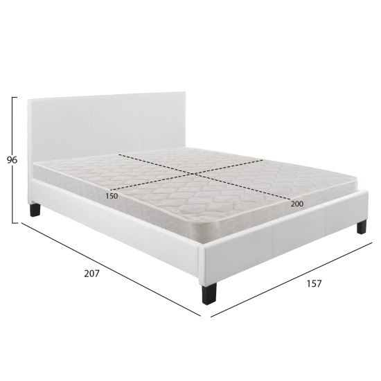 ΚΡΕΒΑΤΙ ΜΕ ΣΤΡΩΜΑ BECCA HM21283.01 ΛΕΥΚΟ PU--ΓΙΑ 150x200εκ