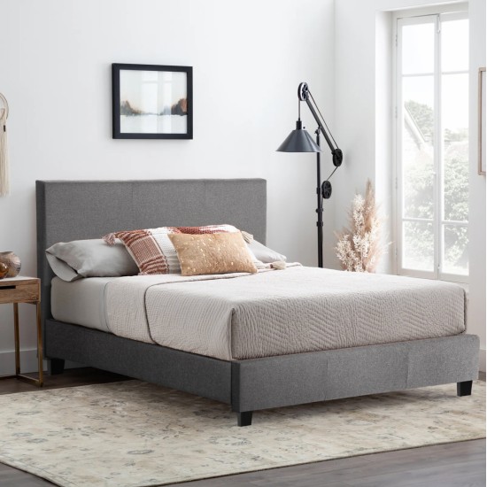 ΚΡΕΒΑΤΙ ΜΕ ΣΤΡΩΜΑ BECCA HM21283.04 ΓΚΡΙ ΥΦΑΣΜΑ--ΓΙΑ 150x200εκ