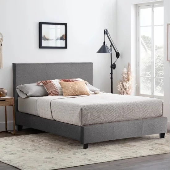 ΚΡΕΒΑΤΙ ΜΕ ΣΤΡΩΜΑ BECCA HM21283.04 ΓΚΡΙ ΥΦΑΣΜΑ--ΓΙΑ 150x200εκ
