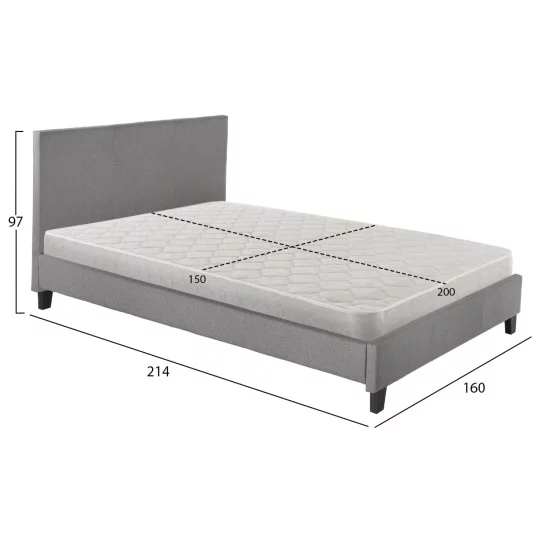 ΚΡΕΒΑΤΙ ΜΕ ΣΤΡΩΜΑ BECCA HM21283.04 ΓΚΡΙ ΥΦΑΣΜΑ--ΓΙΑ 150x200εκ