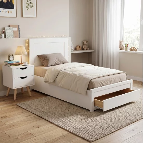 ΚΡΕΒΑΤΙ ΜΕ ΣΥΡΤΑΡΙ & ΣΤΡΩΜΑ MELANY HM10745.04 ΜΕΛΑΜΙΝΗ ΣΕ ΛΕΥΚΟ--ΓΙΑ 90x190εκ