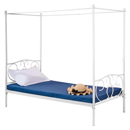 ΚΡΕΒΑΤΙ ΜΕΤΑΛΛΙΚΟ JACLYN ΜΕ ΟΥΡΑΝΟ 90x190 εκ.
 ΛΕΥΚΟ ΧΡΩΜΑ HM572.02