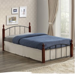 ΚΡΕΒΑΤΙ MAKAI ΜΕΤΑΛΛΟ RUBBERWOOD ΚΑΡΥΔΙ--ΓΙΑ ΣΤΡΩΜΑ 90X190 HM381