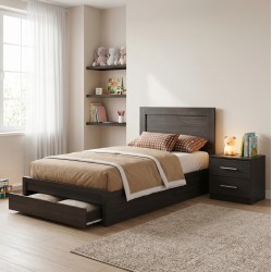 ΚΡΕΒΑΤΙ ΜΟΝΟ ΜΕ ΣΥΡΤΑΡΙ & ΣΤΡΩΜΑ MELANY HM10745.02 ΜΕΛΑΜΙΝΗ SONAMA--ΓΙΑ 90x190εκ