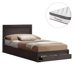 ΚΡΕΒΑΤΙ ΜΟΝΟ ΜΕ ΣΥΡΤΑΡΙ & ΣΤΡΩΜΑ MELANY HM10745.01 ΜΕΛΑΜΙΝΗ ZEBRANO--ΓΙΑ 90x190εκ