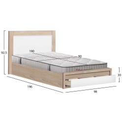 ΚΡΕΒΑΤΙ ΜΟΝΟ ΜΕ ΣΥΡΤΑΡΙ & ΣΤΡΩΜΑ MELANY HM10756.05 ΜΕΛΑΜΙΝΗ ΛΕΥΚΗ--ΓΙΑ 90x190εκ