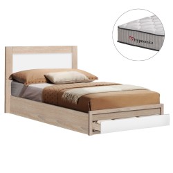 ΚΡΕΒΑΤΙ ΜΟΝΟ ΜΕ ΣΥΡΤΑΡΙ & ΣΤΡΩΜΑ MELANY HM10756.05 ΜΕΛΑΜΙΝΗ ΛΕΥΚΗ--ΓΙΑ 90x190εκ