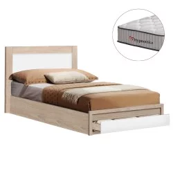 ΚΡΕΒΑΤΙ ΜΟΝΟ ΜΕ ΣΥΡΤΑΡΙ & ΣΤΡΩΜΑ MELANY HM10756.03 ΜΕΛΑΜΙΝΗ SONAMA--ΓΙΑ 90x190εκ