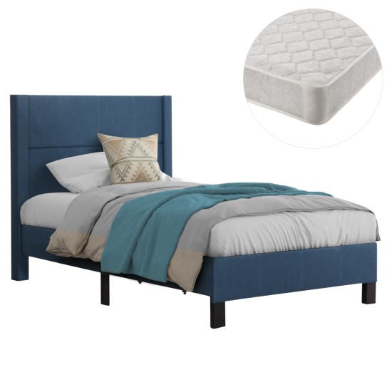 ΚΡΕΒΑΤΙ ΜΟΝΟ & ΣΤΡΩΜΑ TRILLOP HM21203.14 ΜΠΛΕ ΥΦΑΣΜΑ--ΓΙΑ 120x200εκ