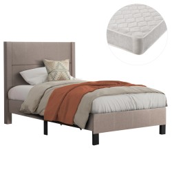 ΚΡΕΒΑΤΙ ΜΟΝΟ & ΣΤΡΩΜΑ TRILLOP HM21203.15 ΜΠΕΖ ΥΦΑΣΜΑ--ΓΙΑ 120x200εκ