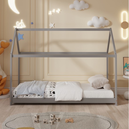 ΚΡΕΒΑΤΙ ΠΑΙΔΙΚΟ PEPE HM677.05 τ.MONTESSORI ΞΥΛΟ ΠΕΥΚΟ ΓΚΡΙ- 190x90εκ