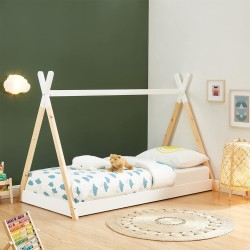ΚΡΕΒΑΤΙ ΠΑΙΔΙΚΟ MUNK HM699.03 τ.MONTESSORI ΞΥΛΟ ΠΕΥΚΟΥ ΦΥΣΙΚΟ-ΛΕΥΚΟ- 190x90εκ