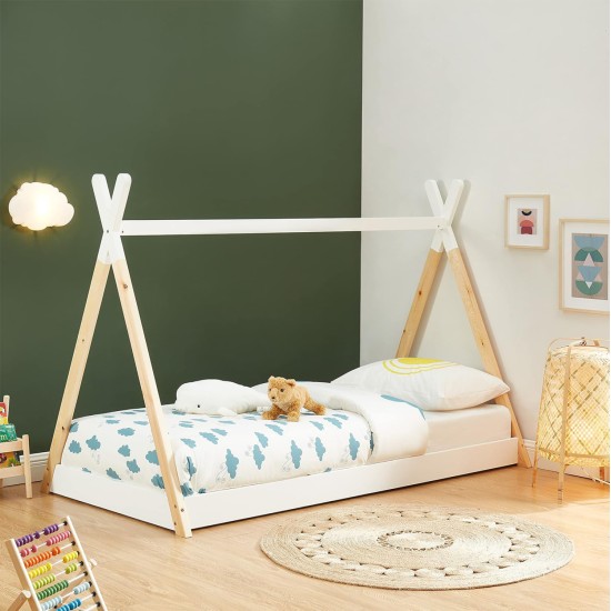 ΚΡΕΒΑΤΙ ΠΑΙΔΙΚΟ MUNK HM699.03 τ.MONTESSORI ΞΥΛΟ ΠΕΥΚΟΥ ΦΥΣΙΚΟ-ΛΕΥΚΟ- 190x90εκ