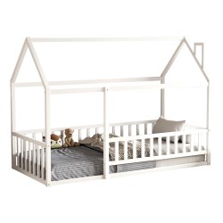 ΚΡΕΒΑΤΙ ΠΑΙΔΙΚΟ ΜΕ ΚΑΓΚΕΛΟ HOUSER HM706.03 τ.MONTESSORI ΞΥΛΟ ΠΕΥΚΟ ΛΕΥΚΟ-190x90εκ