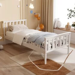 ΚΡΕΒΑΤΙ ΠΑΙΔΙΚΟ ΜΕ ΣΤΡΩΜΑ GIMLY HM10751.02 ΞΥΛΟ ΠΕΥΚΟΥ ΣΕ ΛΕΥΚΟ ΓΙΑ ΣΤΡΩΜΑ 90x190εκ