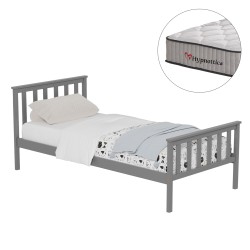 ΚΡΕΒΑΤΙ ΠΑΙΔΙΚΟ ΜΕ ΣΤΡΩΜΑ GIMLY HM10751.03 ΞΥΛΟ ΠΕΥΚΟΥ ΣΕ ΓΚΡΙ ΓΙΑ ΣΤΡΩΜΑ 90x190εκ