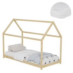 ΚΡΕΒΑΤΙ ΠΑΙΔΙΚΟ ΜΕ ΣΤΡΩΜΑ PEPE HM21302 ΞΥΛΟ ΠΕΥΚΟΥ ΣΕ ΦΥΣΙΚΟ--ΣΤΡΩΜΑ 90x190εκ