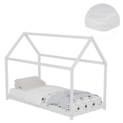 ΚΡΕΒΑΤΙ ΠΑΙΔΙΚΟ ΜΕ ΣΤΡΩΜΑ PEPE HM21302.01 ΞΥΛΟ ΠΕΥΚΟΥ ΣΕ ΛΕΥΚΟ--ΣΤΡΩΜΑ 90x190εκ