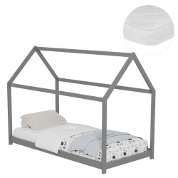 ΚΡΕΒΑΤΙ ΠΑΙΔΙΚΟ ΜΕ ΣΤΡΩΜΑ PEPE HM21302.02 ΞΥΛΟ ΠΕΥΚΟΥ ΣΕ ΓΚΡΙ--ΣΤΡΩΜΑ 90x190εκ