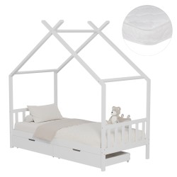 ΚΡΕΒΑΤΙ ΠΑΙΔΙΚΟ ΜΕ ΣΤΡΩΜΑ KLARICE HM21305.01 ΞΥΛΟ ΠΕΥΚΟΥ ΣΕ ΛΕΥΚΟ--ΣΤΡΩΜΑ 90x190εκ