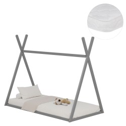 ΚΡΕΒΑΤΙ ΠΑΙΔΙΚΟ ΜΕ ΣΤΡΩΜΑ MUNK HM21306.02 ΞΥΛΟ ΠΕΥΚΟΥ ΣΕ ΓΚΡΙ--ΣΤΡΩΜΑ 90x190εκ