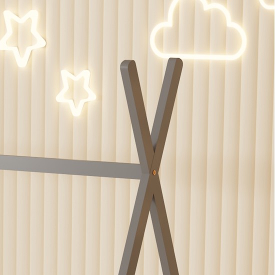 ΚΡΕΒΑΤΙ ΠΑΙΔΙΚΟ ΜΕ ΣΤΡΩΜΑ MUNK HM21306.02 ΞΥΛΟ ΠΕΥΚΟΥ ΣΕ ΓΚΡΙ--ΣΤΡΩΜΑ 90x190εκ