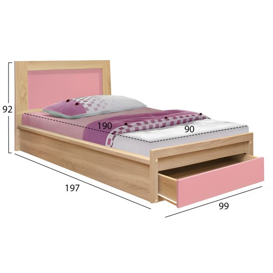 ΚΡΕΒΑΤΙ ΠΑΙΔΙΚΟ ΜΕ ΣΥΡΤΑΡΙ PLAYROOM HM10752.02 ΜΕΛΑΜΙΝΗ SONAMA/ΡΟΖ--ΣΤΡΩΜΑ 90x190εκ