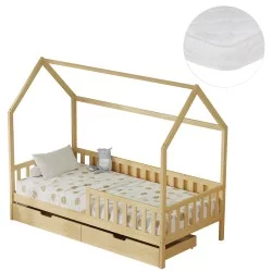 ΚΡΕΒΑΤΙ ΠΑΙΔΙΚΟ ΜΕ ΣΥΡΤΑΡΙΑ PHYLLIS HM21324 ΞΥΛΟ ΠΕΥΚΟΥ ΦΥΣΙΚΟ--ΜΕ ΣΤΡΩΜΑ 90x190εκ