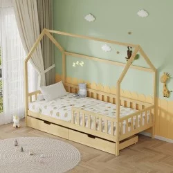 ΚΡΕΒΑΤΙ ΠΑΙΔΙΚΟ ΜΕ ΣΥΡΤΑΡΙΑ PHYLLIS HM724.01 τ.MONTESSORI ΦΥΣΙΚΟ 196x97x161Υεκ.