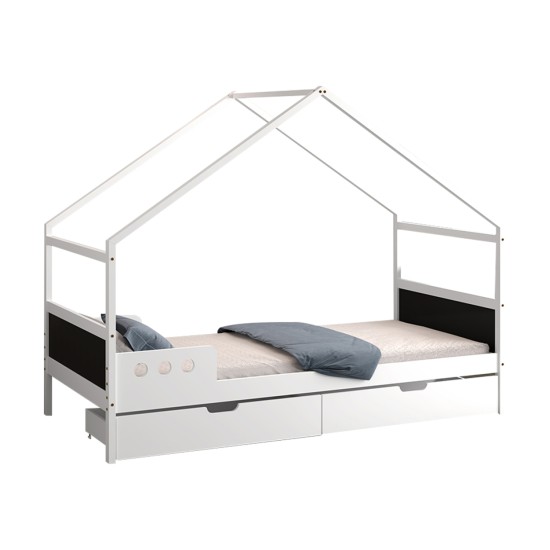 ΚΡΕΒΑΤΙ ΠΑΙΔΙΚΟ ΜΕ ΣΥΡΤΑΡΙΑ HOUSER HM741.01 τ.MONTESSORI ΞΥΛΟ ΠΕΥΚΟ ΛΕΥΚΟ-190x90εκ