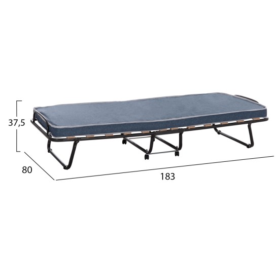 ΚΡΕΒΑΤΙ-ΡΑΝΤΖΟ ΙΤΑΛΙΑΣ SLADE HM604.03 ΜΕΤΑΛ. ΜΕ ΡΟΔΕΣ & ΣΤΡΩΜΑ 6,5εκ ΟΨΗ ΤΖΙΝ 80x183x37,5Yεκ