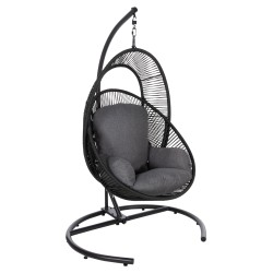 ΚΡΕΜΑΣΤΗ ΦΩΛΙΑ RULER HM6083 ΜΑΥΡΟ ΜΕΤΑΛΛΟ ΚΑΙ ΣΥΝΘ.RATTAN-ΓΚΡΙ ΜΑΞΙΛΑΡΙ 120x110x190Υ