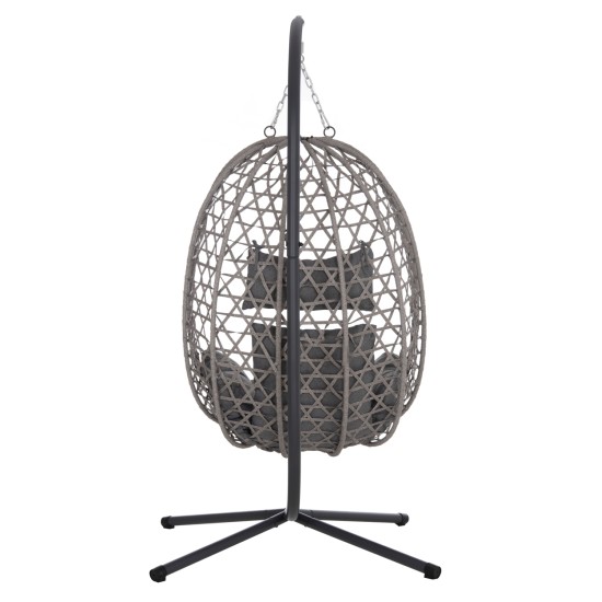 ΚΡΕΜΑΣΤΗ ΦΩΛΙΑ NESTA HM6468.01 ΓΚΡΙ ΜΕΤΑΛΛΟ & P.E.RATTAN 100x100x190Υεκ.