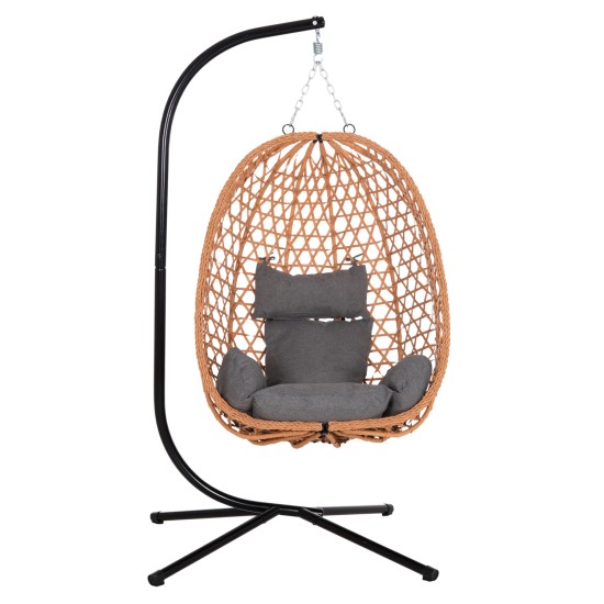 ΚΡΕΜΑΣΤΗ ΦΩΛΙΑ NESTA HM6468.05 ΜΑΥΡΟ ΜΕΤΑΛΛΟ--ΚΑΦΕ P.E.RATTAN 100x100x190Υεκ.