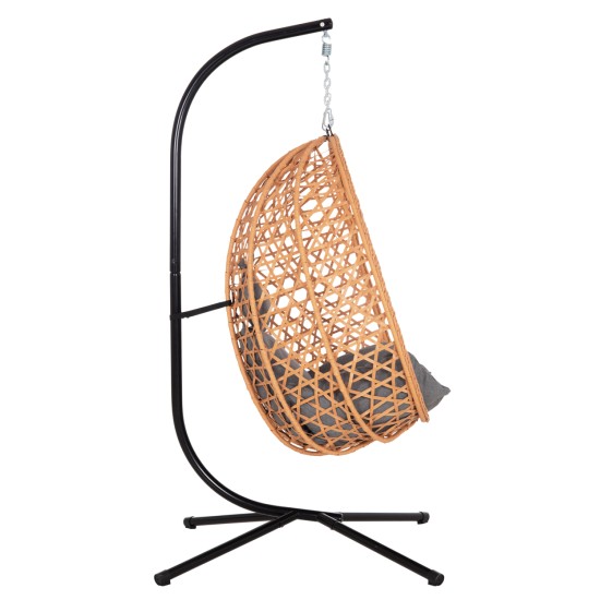 ΚΡΕΜΑΣΤΗ ΦΩΛΙΑ NESTA HM6468.05 ΜΑΥΡΟ ΜΕΤΑΛΛΟ--ΚΑΦΕ P.E.RATTAN 100x100x190Υεκ.