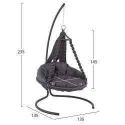 ΚΡΕΜΑΣΤΗ ΦΩΛΙΑ AUGUST ΜΑΚΡΑΜΕ-ΜΕΤΑΛΛΟ ΑΝΘΡΑΚΙ HM5922.10 123x113x145Υεκ.