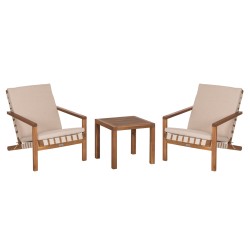 LOUNGE ΣΕΤ ΕΞ.ΧΩΡΟΥ 3ΤΜΧ DAME HM10982 ΞΥΛΟ ΑΚΑΚΙΑΣ--ΣΧΟΙΝΙ STRAP & ΜΑΞΙΛΑΡΙΑ ΣΕ ΜΠΕΖ