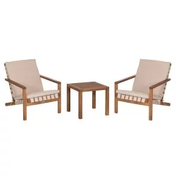 LOUNGE ΣΕΤ ΕΞ.ΧΩΡΟΥ 3ΤΜΧ DAME HM10982 ΞΥΛΟ ΑΚΑΚΙΑΣ--ΣΧΟΙΝΙ STRAP & ΜΑΞΙΛΑΡΙΑ ΣΕ ΜΠΕΖ