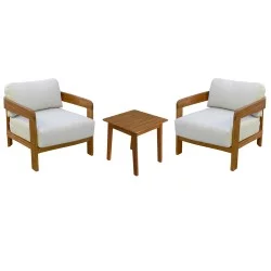 LOUNGE ΣΕΤ SOLARA HM10892 ΤΡΑΠΕΖΑΚΙ & 2 ΠΟΛΥΘΡΟΝΕΣ--ΞΥΛΟ ΑΚΑΚΙΑΣ--ΕΚΡΟΥ ΜΑΞΙΛΑΡΙΑ
