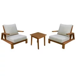LOUNGE ΣΕΤ MIREX HM10893 ΤΡΑΠΕΖΑΚΙ & 2 ΠΟΛΥΘΡΟΝΕΣ--ΞΥΛΟ ΑΚΑΚΙΑΣ--ΕΚΡΟΥ ΜΑΞΙΛΑΡΙΑ