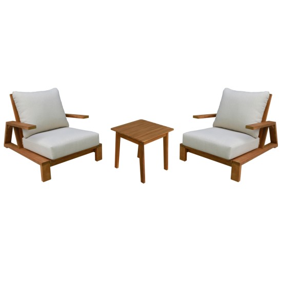 LOUNGE ΣΕΤ MIREX HM10893 ΤΡΑΠΕΖΑΚΙ & 2 ΠΟΛΥΘΡΟΝΕΣ--ΞΥΛΟ ΑΚΑΚΙΑΣ--ΕΚΡΟΥ ΜΑΞΙΛΑΡΙΑ