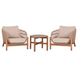 LOUNGE ΣΕΤ SANJI HM21214 ΤΡΑΠΕΖΙ & 2 ΠΟΛΥΘΡΟΝΕΣ--ΞΥΛΟ ΑΚΑΚΙΑΣ-ΑΛΟΥΜΙΝΙΟ-ΣΧΟΙΝΙ