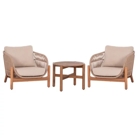 LOUNGE ΣΕΤ SANJI HM21214 ΤΡΑΠΕΖΙ & 2 ΠΟΛΥΘΡΟΝΕΣ--ΞΥΛΟ ΑΚΑΚΙΑΣ-ΑΛΟΥΜΙΝΙΟ-ΣΧΟΙΝΙ