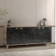 ΜΠΟΥΦΕΣ ΜΕΛΑΜΙΝΗΣ HM9045.01 NATURAL WOOD - ΜΑΥΡΟ ΜΑΡΜΑΡΟ 180x41x77,8Y εκ.