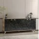 ΜΠΟΥΦΕΣ ΜΕΛΑΜΙΝΗΣ HM9045.01 NATURAL WOOD - ΜΑΥΡΟ ΜΑΡΜΑΡΟ 180x41x77,8Y εκ.